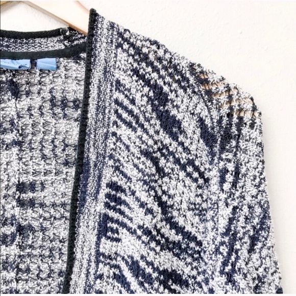 Simply Vera Vera Wang Sweaters - Navy & White Knit Open Cardigan
